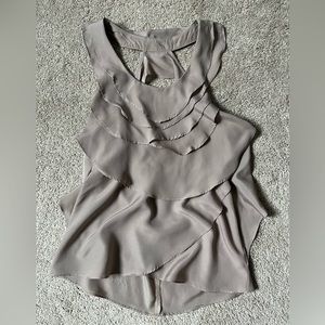 Ruffled open back Akira blouse taupe size S